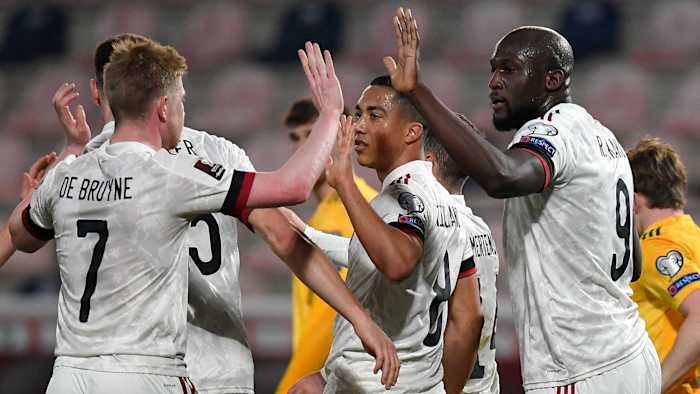 Belgium's Kevin De Bruyne and Romelu Lukaku